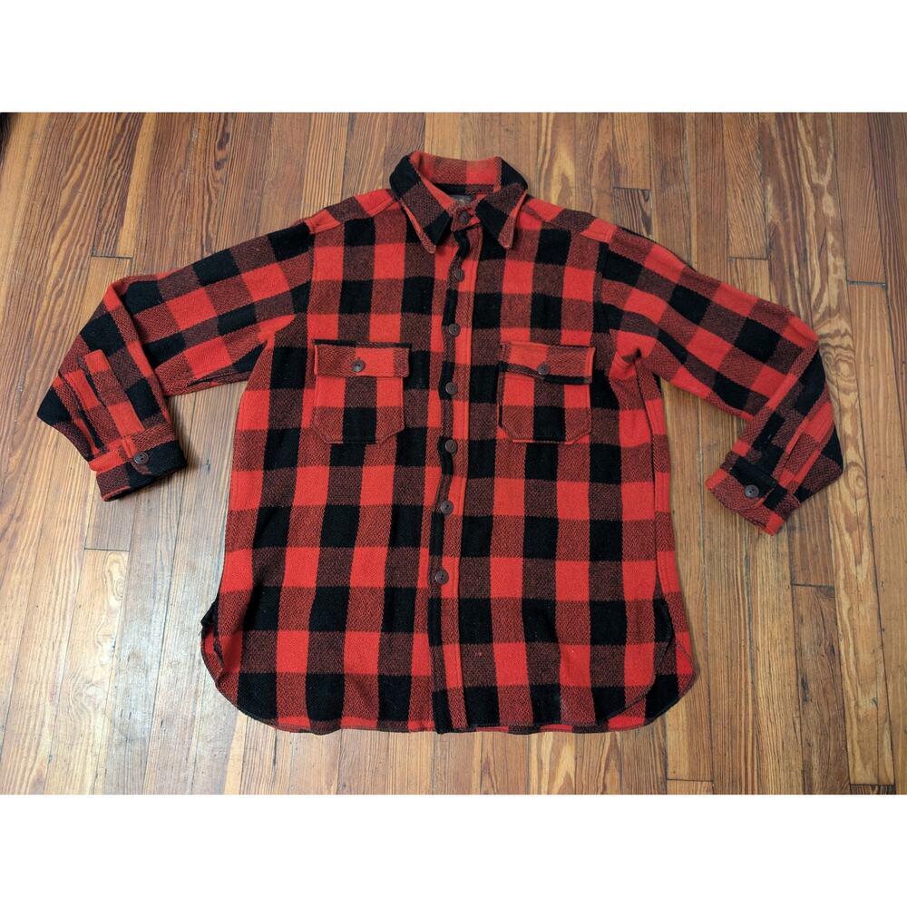 Vintage Woolrich Buffalo Plaid Mens Wool Flannel Shacket Size 53/17 M